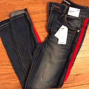 Express high rise side stripe jeans
